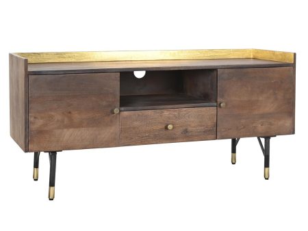 TV furniture DKD Home Decor Dark brown Metal Mango wood (130 x 45 x 60 cm) Fashion