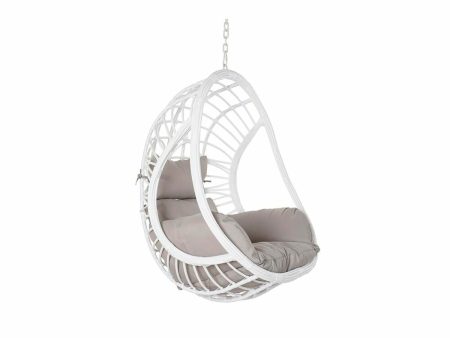 Hanging garden armchair DKD Home Decor 90 x 70 x 110 cm Grey Metal synthetic rattan White Sale