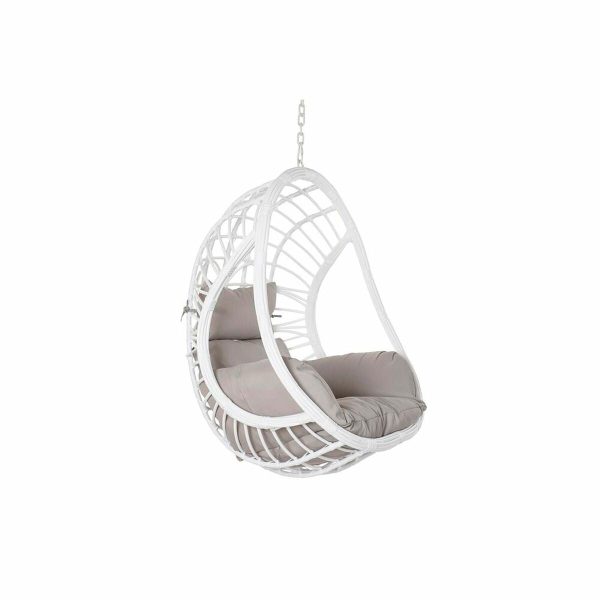 Hanging garden armchair DKD Home Decor 90 x 70 x 110 cm Grey Metal synthetic rattan White Sale