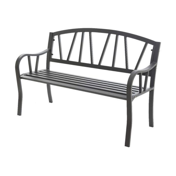 Bench with backrest Anthracite Iron (123 X 53 X 86 cm) For Cheap