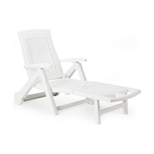 Sun-lounger IPAE Progarden Zircone Foldable With wheels White polypropylene (72 x 195 x 101 cm) For Cheap