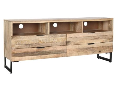 TV furniture DKD Home Decor Natural Black Metal Mango wood (150 x 40 x 65 cm) Discount