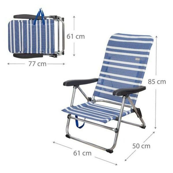 Beach Chair Aktive Blue White Aluminium (61 x 50 x 85 cm) (Refurbished B) For Cheap