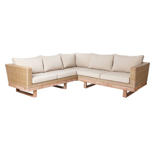 Garden sofa Patsy Wood Rattan 235 x 230 x 64,5 cm Discount