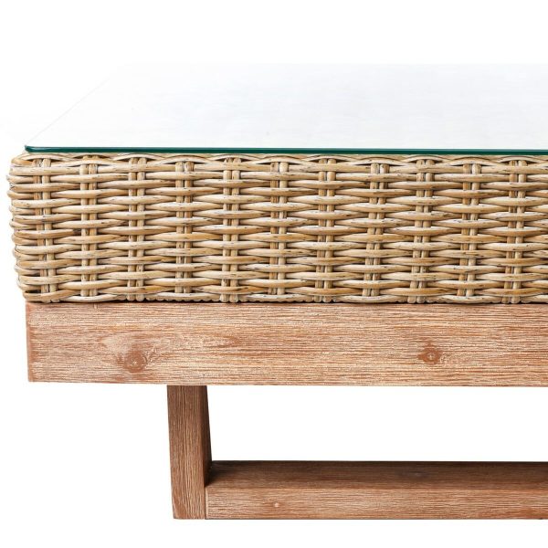 Garden sofa Patsy Wood Rattan 235 x 230 x 64,5 cm Discount