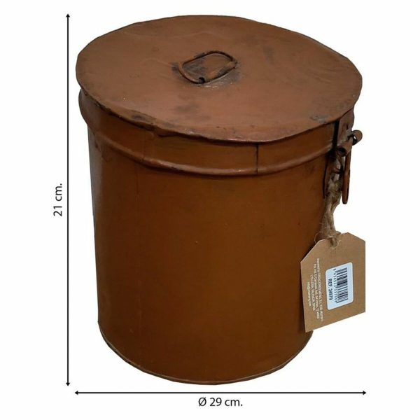 Decorative canister Alexandra House Living Brown Iron Traditional style 29 x 21 x 29 cm Discount