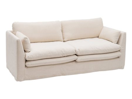 3-Seater Sofa Beige Viscose 224 x 100 x 94 cm Sale