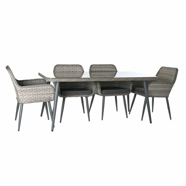 Set of 3 tables DKD Home Decor 166 x 92 x 72 cm Crystal synthetic rattan Steel 83 cm (166 x 92 x 72 cm) Online