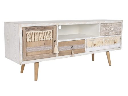 TV furniture DKD Home Decor Natural 150 x 40 x 60 cm Fir White For Sale