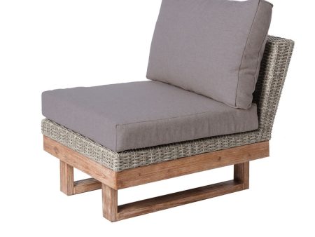 Garden sofa Patsy Modular Grey Wood Rattan 66 x 89 x 64,5 cm For Discount