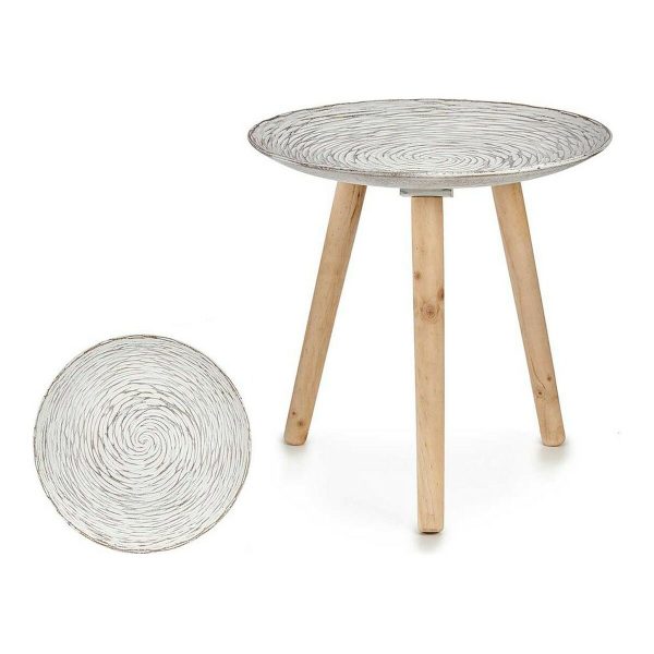 Side table Spirals 40 x 39 x 40 cm Wood Brown White For Discount