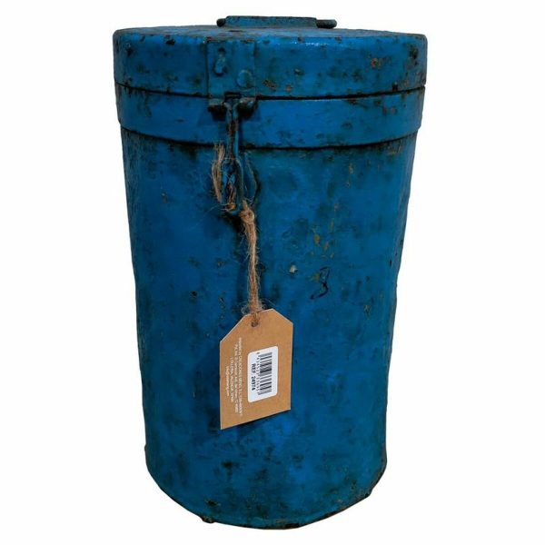 Decorative canister Alexandra House Living Blue Iron Traditional style 25 x 35 x 25 cm Fashion