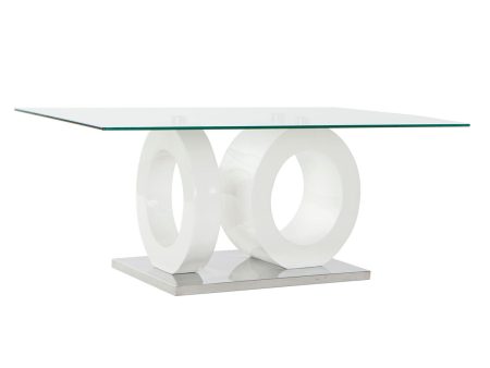 Centre Table DKD Home Decor White Transparent Wood Crystal MDF Wood 110 x 60 x 45 cm Cheap