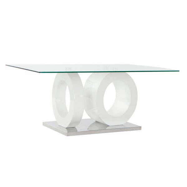 Centre Table DKD Home Decor White Transparent Wood Crystal MDF Wood 110 x 60 x 45 cm Cheap