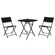 Table set with 2 chairs Home ESPRIT Black Steel synthetic rattan 58 x 58 x 71,5 cm For Discount