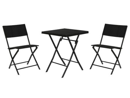 Table set with 2 chairs Home ESPRIT Black Steel synthetic rattan 58 x 58 x 71,5 cm For Discount