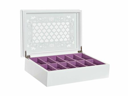 Jewelry box DKD Home Decor Watches 29 x 20 x 9,5 cm Crystal Lilac White MDF Wood Cheap