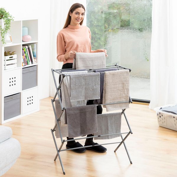 Folding and Extendable Metal Clothes Dryer with 3 Levels Cloxy InnovaGoods 11 Bars Online now