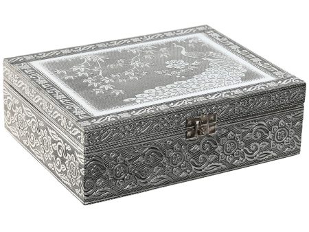 Jewelry box Home ESPRIT Green Silver Wood Aluminium 22,5 x 17,5 x 7,6 cm For Cheap