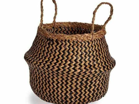 Decorative basket Black Natural Rushes 8 L 31 x 38 x 31 cm (8 Units) Discount