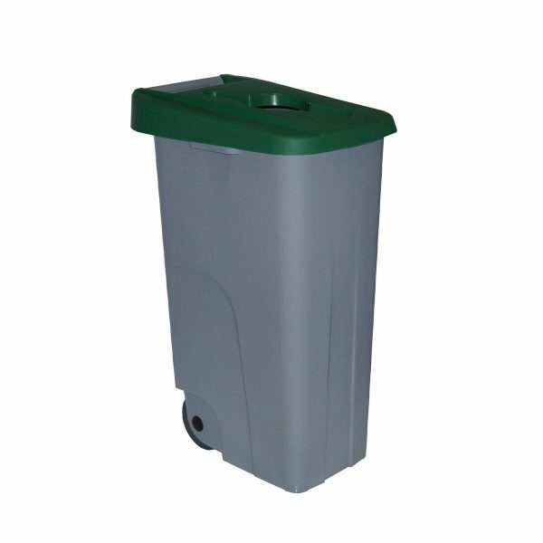 Dustbin with Wheels Denox 85 L Green 58 x 41 x 76 cm Discount