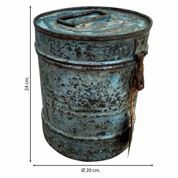 Decorative canister Alexandra House Living Blue Iron Traditional style 20 x 24 x 20 cm Discount