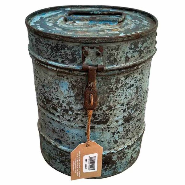 Decorative canister Alexandra House Living Blue Iron Traditional style 20 x 24 x 20 cm Discount