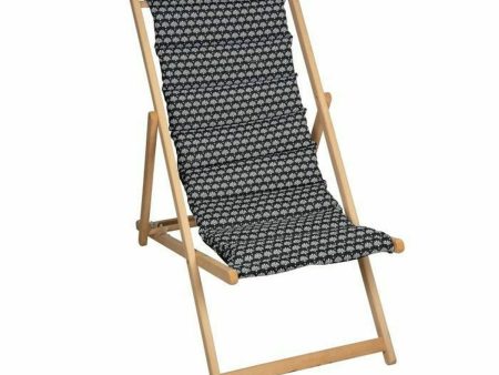 Sun-lounger Jardin Prive Helsinki Canvas beech wood Black White (106 x 55 x 95 cm) For Discount