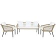 Table Set with 3 Armchairs DKD Home Decor White 137 x 73,5 x 66,5 cm synthetic rattan Steel Fashion