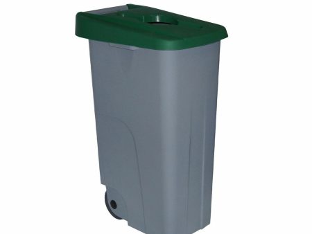 Dustbin with Wheels Denox 85 L Green 58 x 41 x 76 cm Discount