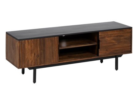 TV furniture ABNER Brown Black Iron Mango wood 140 x 40 x 50 cm on Sale