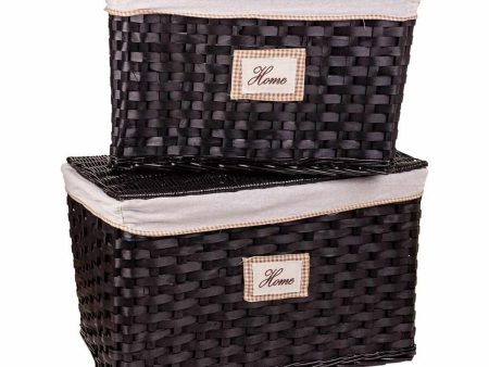 A set of two trunks Alexandra House Living Dark brown Willow wood 46 x 46 x 76 cm Online Hot Sale