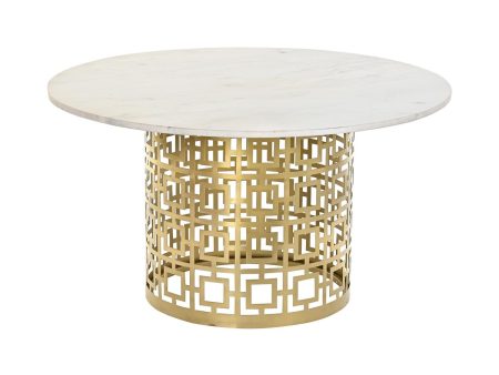 Centre Table DKD Home Decor White Golden Metal Marble 76 x 76 x 43 cm on Sale