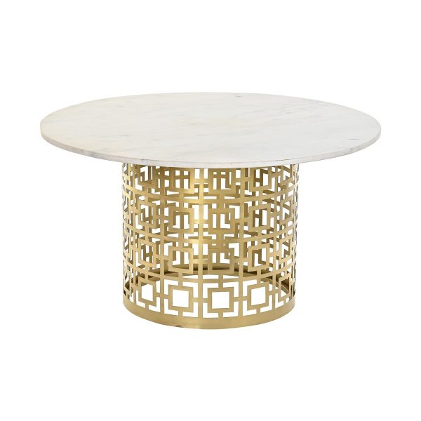 Centre Table DKD Home Decor White Golden Metal Marble 76 x 76 x 43 cm on Sale