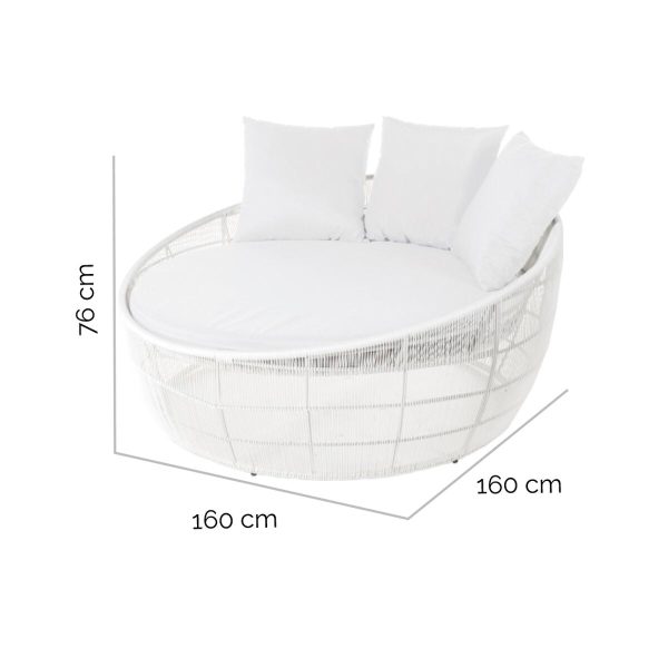 Sun-lounger Dido 160 x 160 x 76 cm Circular White Online Hot Sale