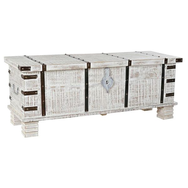 Chest DKD Home Decor Metal White Mango wood (116 x 40 x 45 cm) on Sale