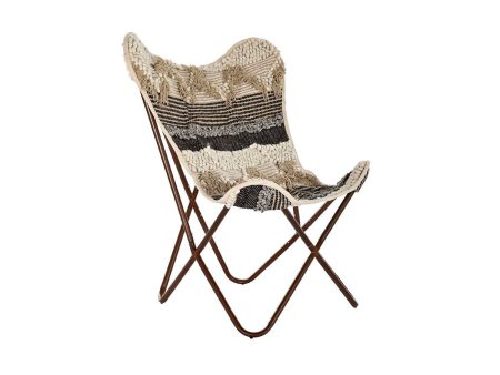 Garden chair DKD Home Decor Black Brown Cotton Iron (74 x 65 x 90 cm) Fashion