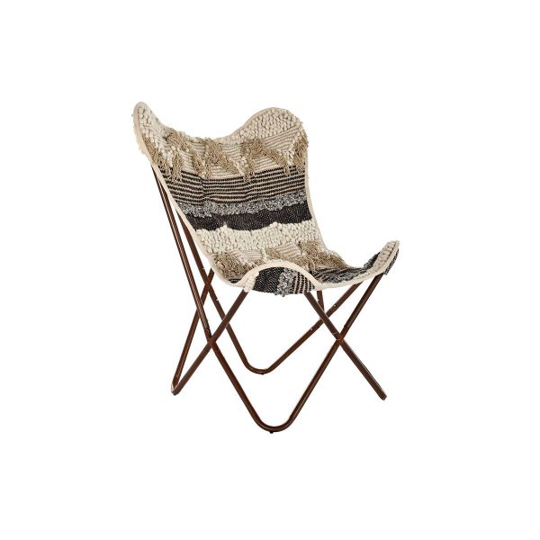 Garden chair DKD Home Decor Black Brown Cotton Iron (74 x 65 x 90 cm) Fashion