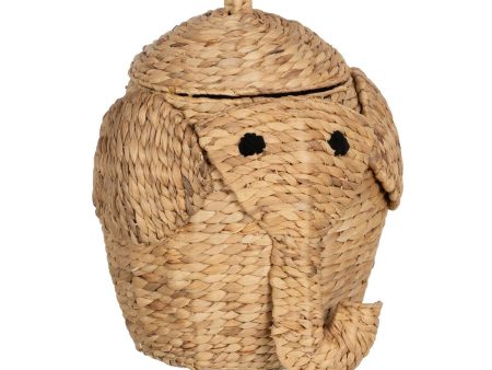 Basket Elephant Black Beige Natural Fibre 38 x 38 x 42 cm Online