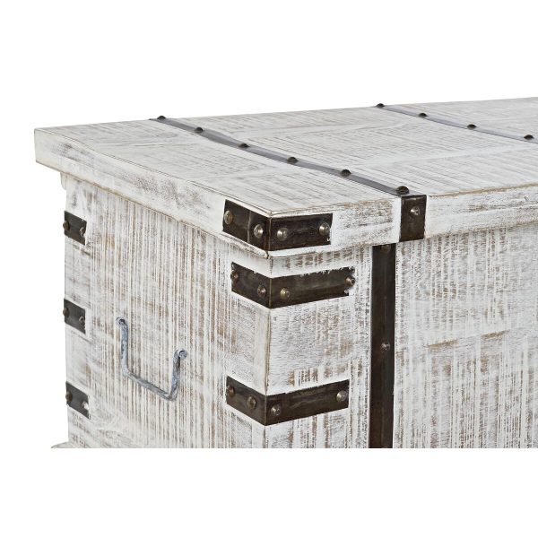 Chest DKD Home Decor Metal White Mango wood (116 x 40 x 45 cm) on Sale