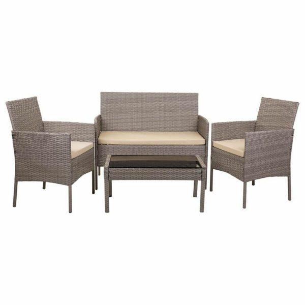 Table Set with 2 Armchairs Alexandra House Living Grey 4 Pieces Hot on Sale