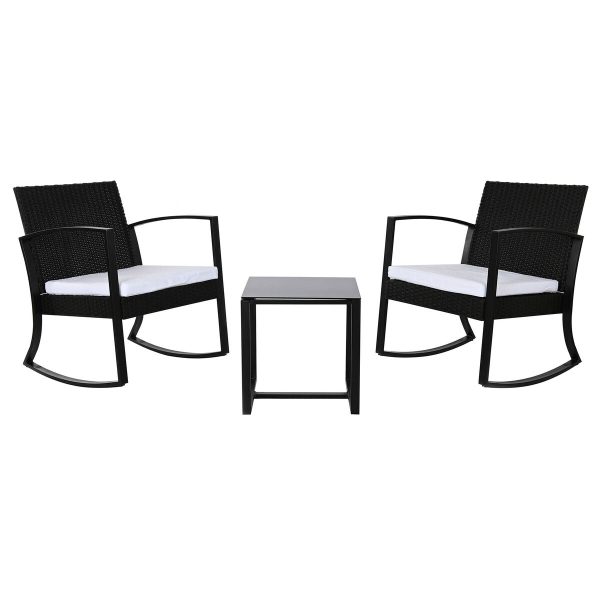 Table set with 2 chairs Home ESPRIT Black Steel 59 x 61,5 x 74 cm Online now