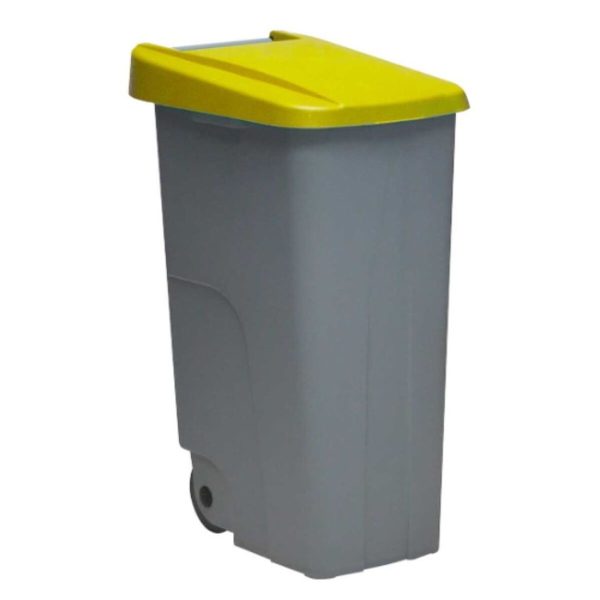 Dustbin with Wheels Denox 85 L Yellow 58 x 41 x 76 cm Online