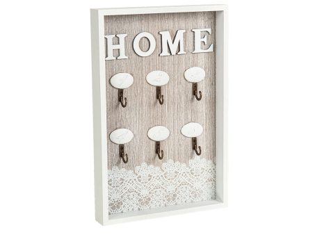 Key rack Romimex White Natural MDF Wood 20 x 30 x 3 cm Cheap