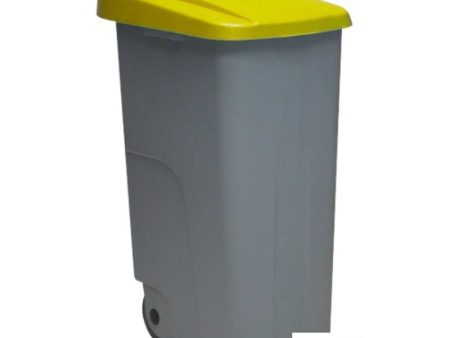 Dustbin with Wheels Denox 85 L Yellow 58 x 41 x 76 cm Online