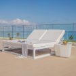 Sun-lounger Luana Double 180 x 200 x 43 cm White Steel Grey Fashion