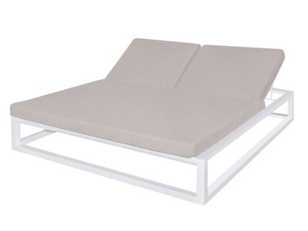 Sun-lounger Luana Double 180 x 200 x 43 cm White Steel Grey Fashion