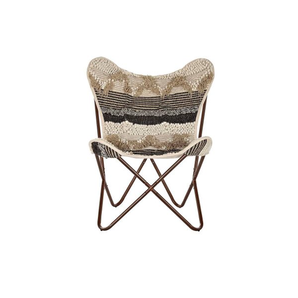 Garden chair DKD Home Decor Black Brown Cotton Iron (74 x 65 x 90 cm) Fashion