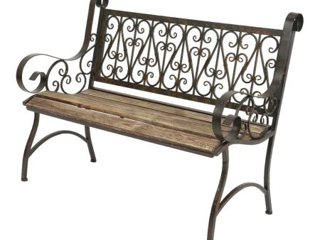 Bench Bordeaux Natural Black Wood Iron (115 x 59 x 91 cm) Online now