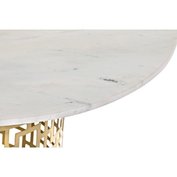 Centre Table DKD Home Decor White Golden Metal Marble 76 x 76 x 43 cm on Sale